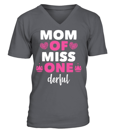 Mom of Miss Onederful 1st Birthday Matching V-Neck T-shirt