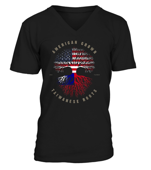 American Grown Taiwanese Roots Taiwan Flag V-Neck T-shirt