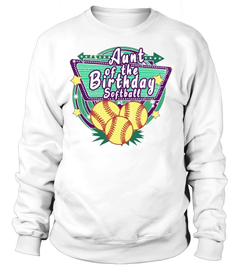 Aunt of the Birthday Softball Matching Family Softball Lover Sweatshirt Unisex