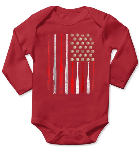 American Flag Vintage Baseball Flag T-Shirt, Dad, Mom TSHIRT - Unisex Long Sleeve Long Sleeve Baby One-Piece