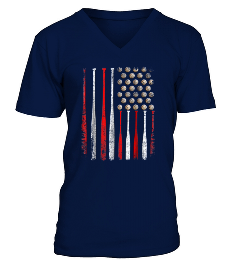 American Flag Vintage Baseball Flag T-Shirt, Dad, Mom TSHIRT - Unisex Long Sleeve V-Neck T-shirt
