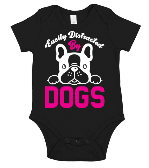 Easily distracted by dogs(2) Short Sleeve Baby One-Piece