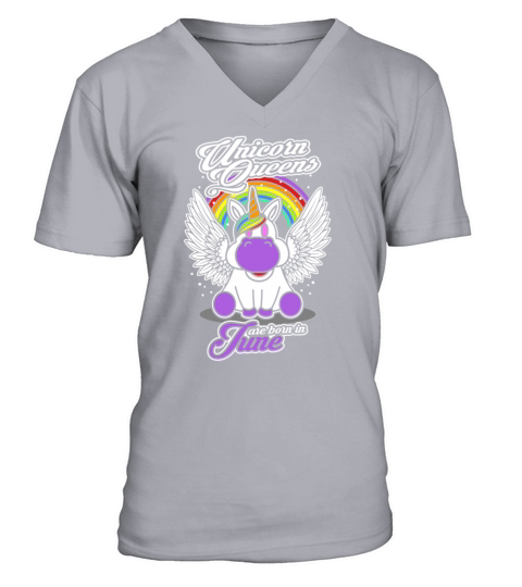 June Birthday Unicorn Queen V-Neck T-shirt