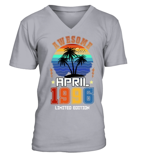 Awesome since April 1996 Birthday Vintage Sunset V-Neck T-shirt