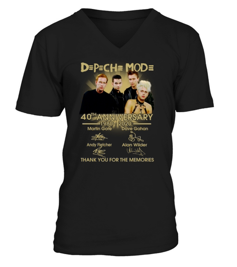 Depeche Mode 40th anniversary 1980 2020 signature thank memories shirt V-Neck T-shirt