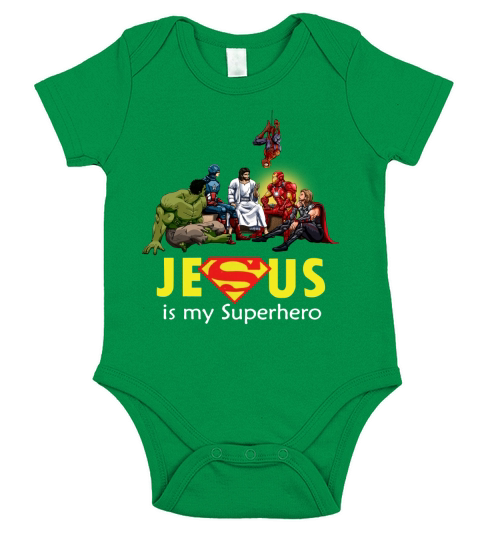 Jesus Is My Superhero Short Sleeve Baby One-Piece