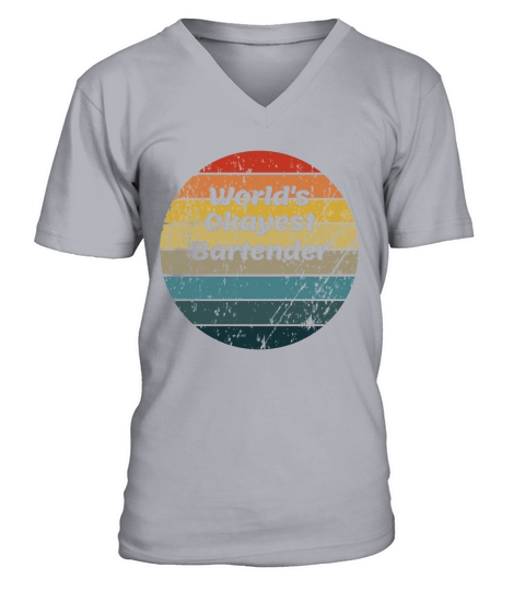 Worlds Okayest Bartender Vintage V-Neck T-shirt