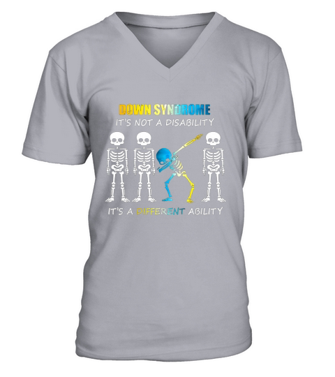 Down Syndrome It’s Not A Disability It’s A Different Ability Skeleton Dabbing shirt - Unisex Long Sleeve V-Neck T-shirt