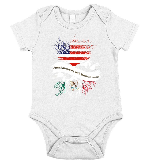 American Grown With Mexican Roots T-Shirt Mexico Shirt Short Sleeve Baby One-Piece