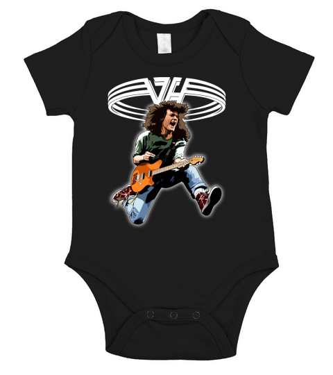 Rip Eddie Van Halen playing Guitar Short Sleeve Baby One-Piece