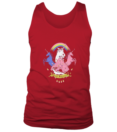 Candy mountain unicorn t shirt funny humour Large Navy Tank Top Unisex