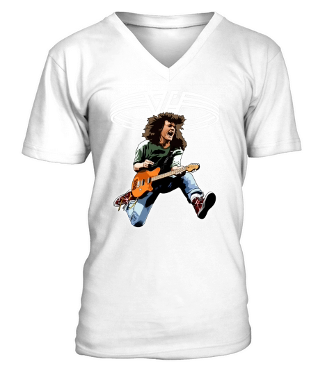 Rip Eddie Van Halen playing Guitar V-Neck T-shirt