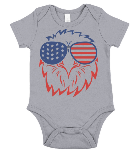 Eagle Glasses American Flag 4th of July Short Sleeve Baby One-Piece