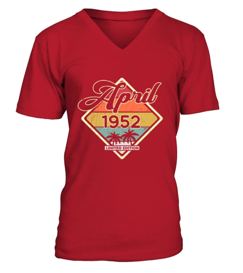 Vintage 70th Birthday April 1952 Sports Gift V-Neck T-shirt