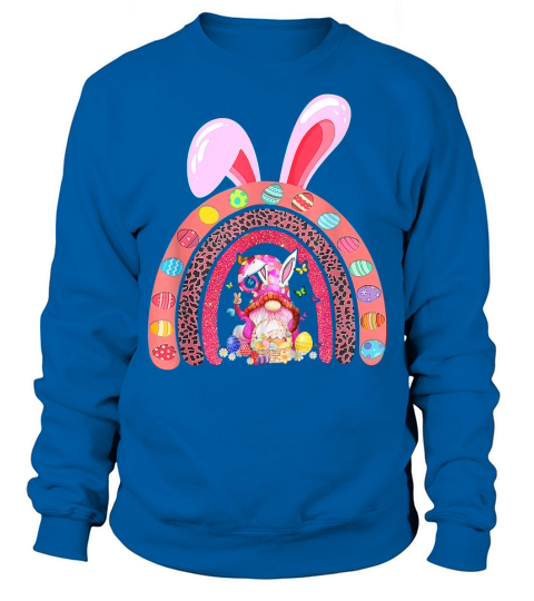 Bunny Eggs Hunting Gnomes Easter Day Leopard Rainbow T Shirt Sweatshirt Unisex