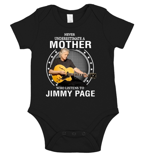 Unterschätze niemals eine Mutter, die Jimmy Page zuhört Short Sleeve Baby One-Piece