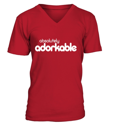 Absolutely Adorkable - adorable dorky funny wordplay t-shirt V-Neck T-shirt