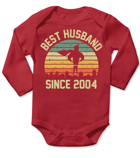 Wedding Anniversary Best Husband SINCE 2004 Long Sleeve Baby One-Piece
