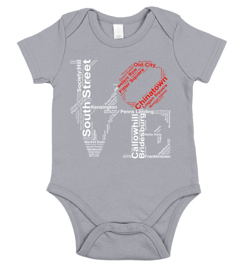 Philadelphia Love Park Statue Philly Neighborhoods Shirt v2 Short Sleeve Baby One-Piece