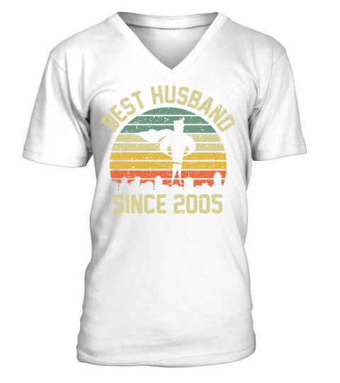 Wedding Anniversary Best Husband SINCE 2005 V-Neck T-shirt