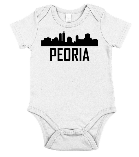 Peoria Illinois City Skyline Short Sleeve Baby One-Piece