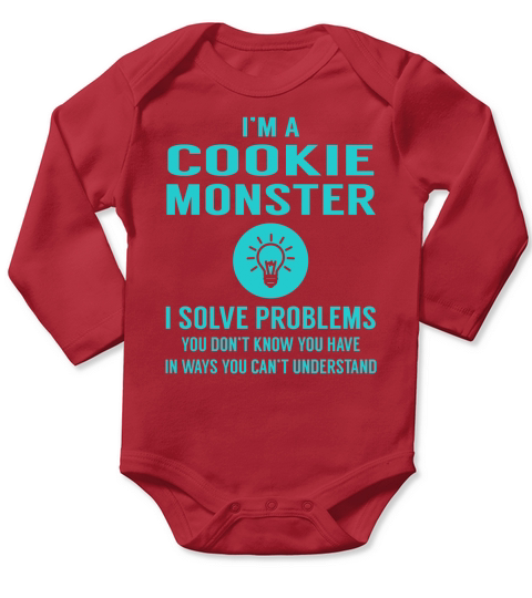 Cookie Monster I Solve Problem Job Title Shirts Long Sleeve Baby One-Piece