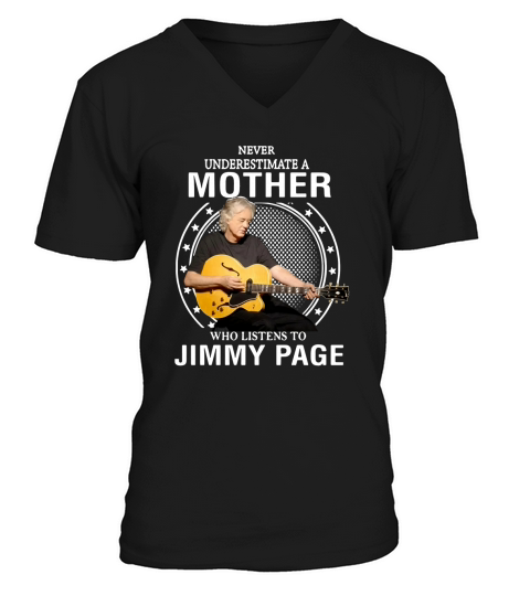 Unterschätze niemals eine Mutter, die Jimmy Page zuhört V-Neck T-shirt