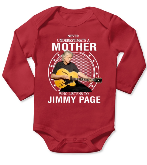 Unterschätze niemals eine Mutter, die Jimmy Page zuhört Long Sleeve Baby One-Piece