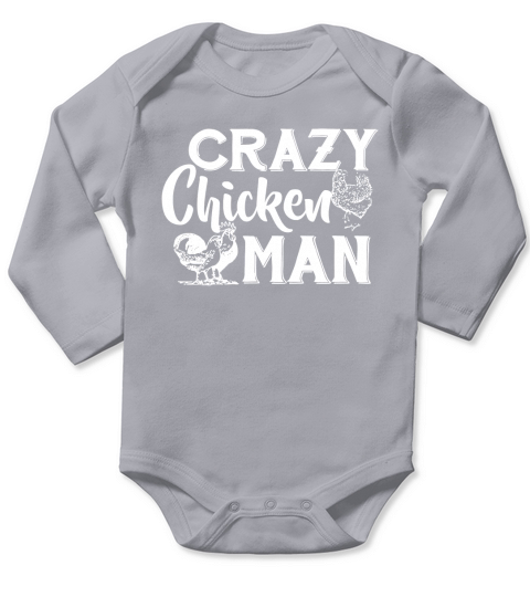 Crazy Chicken Man Shirt Long Sleeve Baby One-Piece