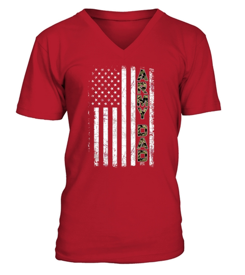 Mens Proud Army Dad T Shirt United States USA Flag Father Gift V-Neck T-shirt