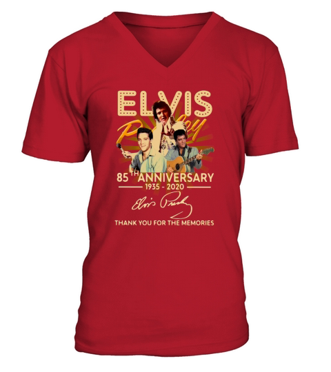 Elvis Presley 85th anniversary 1935   2020 signature thank you for the memories - Unisex Long Sleeve V-Neck T-shirt