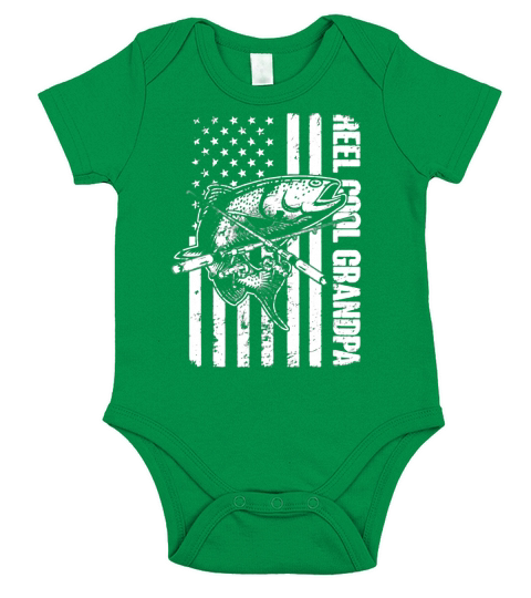 Reel Cool Grandpa American Flag Fisherman Shirt Short Sleeve Baby One-Piece