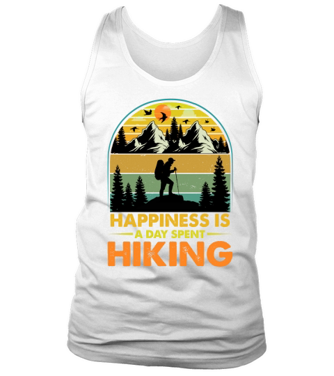 Happiness Is A Day Spent Hiking T Shirt Design (1) Tank Top Unisex