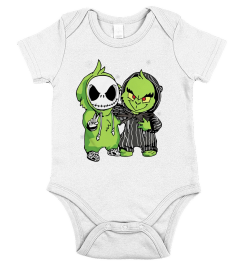 Baby Jack Skellington and Grinch Christmas Short Sleeve Baby One-Piece