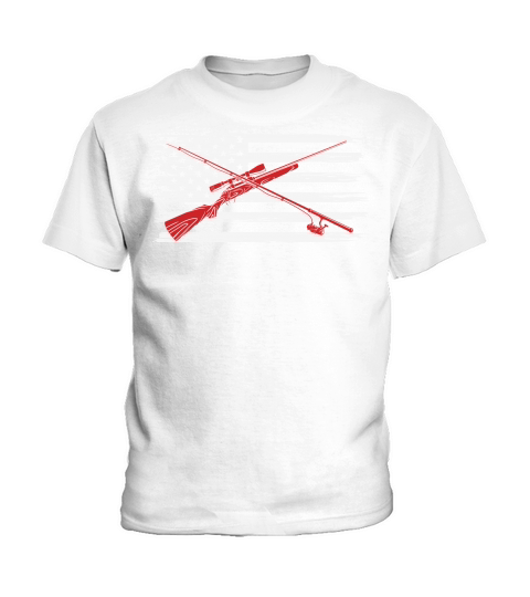Fishing Rod Hunting Rifle American Kids T-Shirt