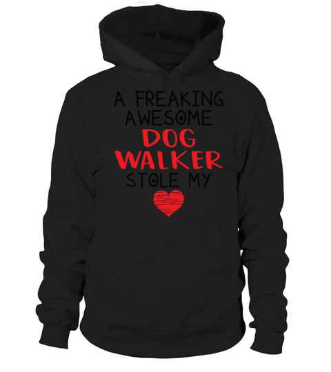 Dog Walker Valentines Funny Red Heart Hoodie Unisex
