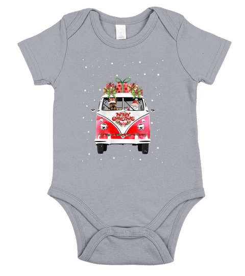 German Shepherd Christmas Bus Short Sleeve Baby One-Piece