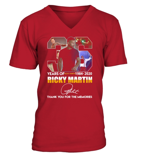 36 Years Of Ricky Martin 1984 2020 Ricky Martin Thank You For The Memories V-Neck T-shirt
