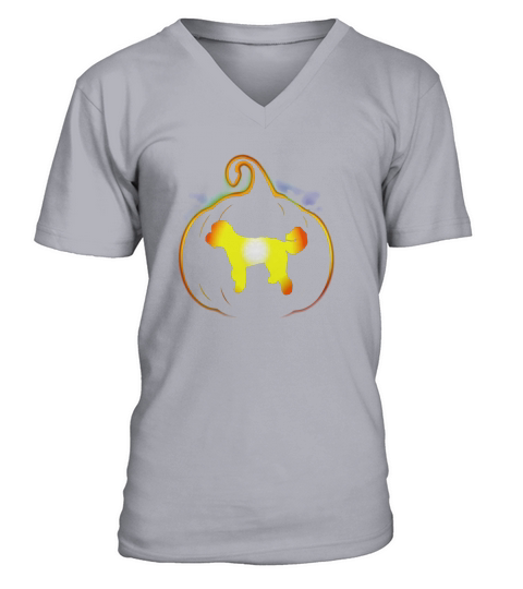 Doodle Dog Pumpkin Funny Halloween V-Neck T-shirt
