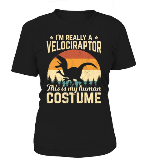 Retro Vintage Silhouette Velociraptor Halloween Costume Women's T-Shirt