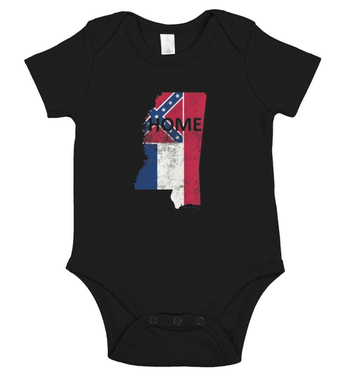 Home - Mississippi Flag T-Shirt Short Sleeve Baby One-Piece