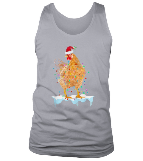 Pretty Chicken Lights Santa Hat Christmas Chicken Lover Xmas Gift shirt Tank Top Unisex