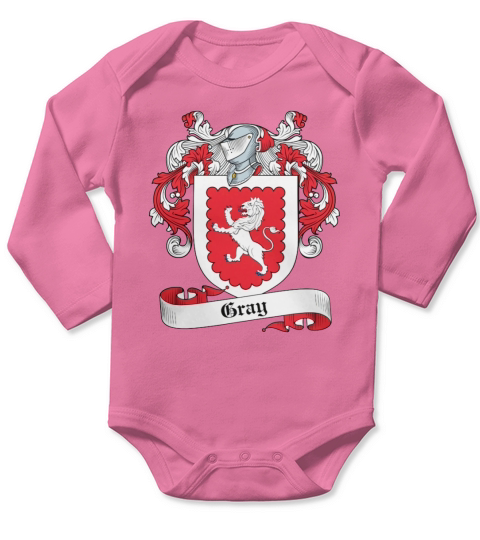 Gray Family Crest Scottish Family Crests Long Sleeve Baby One-Piece