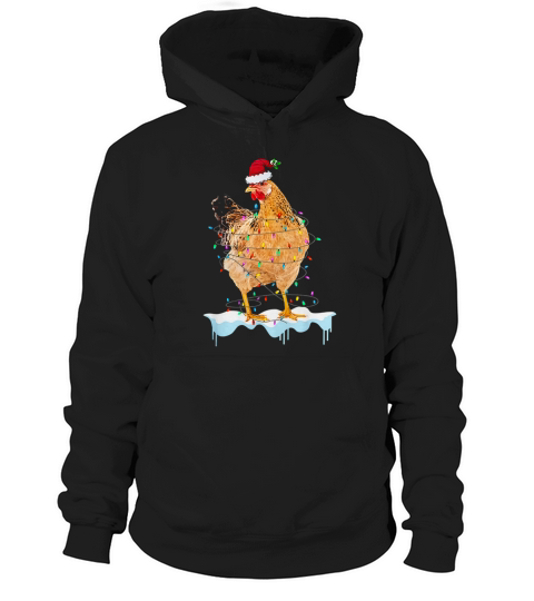 Pretty Chicken Lights Santa Hat Christmas Chicken Lover Xmas Gift shirt Hoodie Unisex