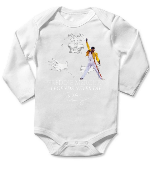 Queen Freddie Mercury Legends never die signature shirt Long Sleeve Baby One-Piece