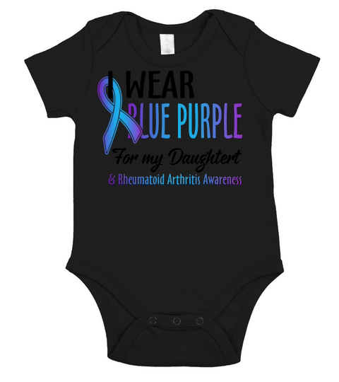 I Wear Blue Purple Ribbon For My Daughtert With Rheumatoid Arthritis Awareness Short Sleeve Baby One-Piece