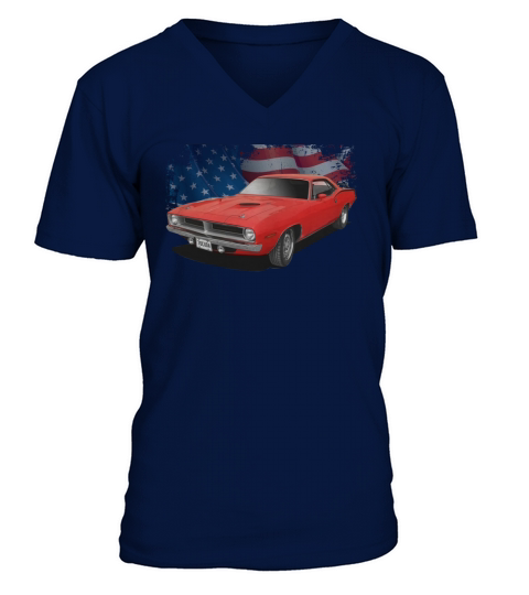1970 Ply Cuda Red Flag V-Neck T-shirt