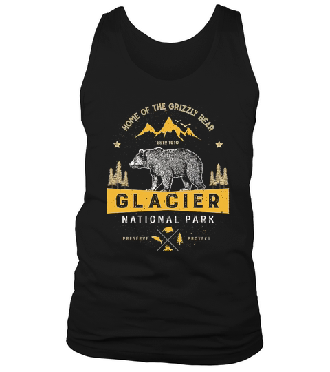 glacier national park vintage montana bear shirt men women dqz Black Tank Top Unisex