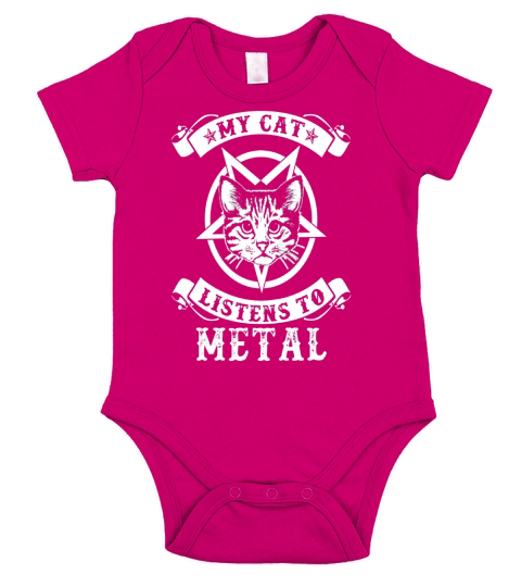 My cat listens to metal shirt Short Sleeve Baby One-Piece
