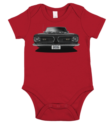 1968 Plymouth Cuda Front Black Short Sleeve Baby One-Piece